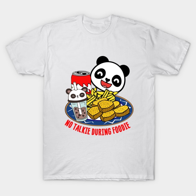 Funny Hungry Panda Bear Cute Foodie T-Shirt by Praizes